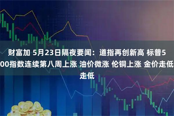 财富加 5月23日隔夜要闻：道指再创新高 标普500指数连续第八周上涨 油价微涨 伦铜上涨 金价走低